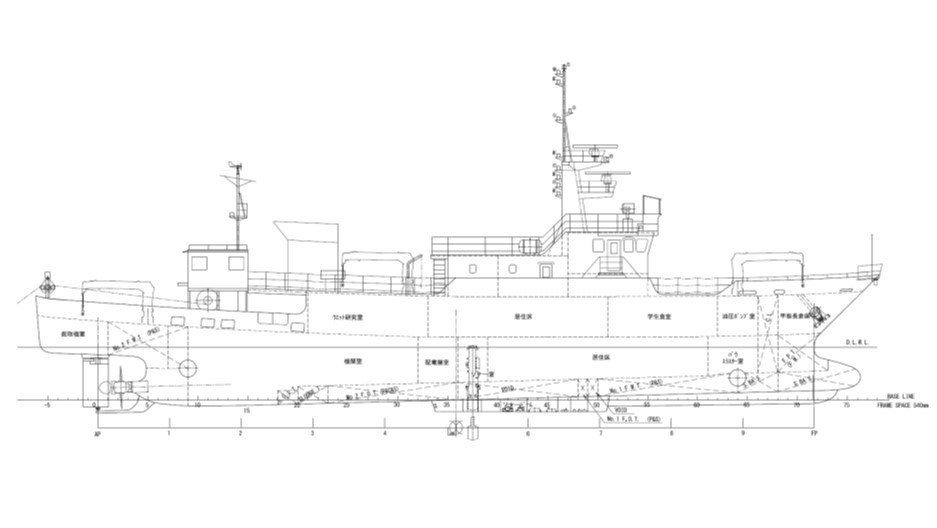 船の設計図・図面集 বিষয়: New shipbuilding Training Ship Ushio-Maru, Hokkaido